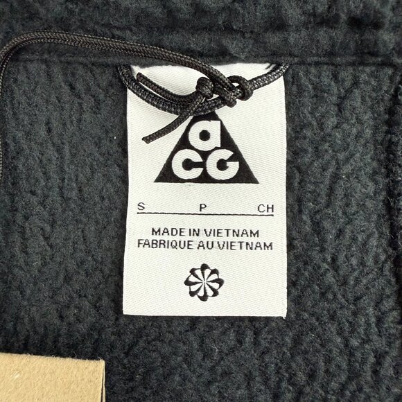 Nike ACG Jacket Mens Small Black Grey Arctic Wolf Sherpa Fleece Sweater Polartec - Picture 6 of 11